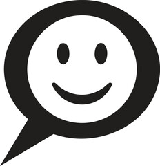Fototapeta premium Smiling face in speech bubble icon conveys positive communication and feedback message