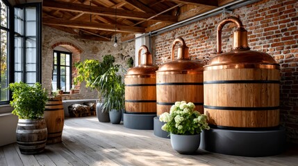 Craft brewery production using traditional copper distilling stills