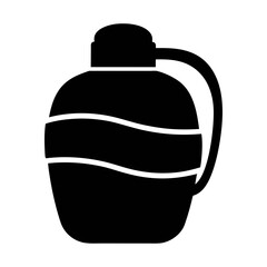 Black water canteen vector illustration for camping hiking and outdoor sports equipment and gear
