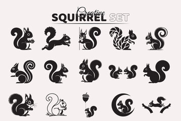 Cute Squirrel Vector Illustration   Minimal Squirrel Icon   Cartoon Squirrel Clipart   Modern Woodland Animal Design © Hasan
