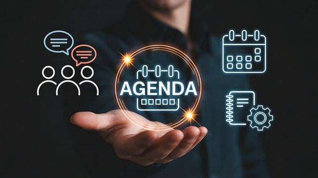 Effective agenda planning in business meeting with team collaboration and strategy session