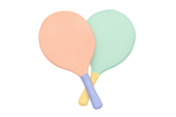 Pastel beach tennis paddles crossing illustration