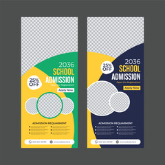Modern Back-to-School Admission Roll-Up Banner Set – 2 Unique Designs, Elevate your school’s enrollment campaign with this sleek, dual-design roll-up banner set. 