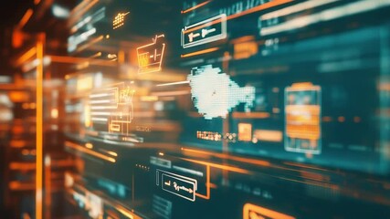 Digital data interface displaying abstract futuristic technology - Powered by Adobe