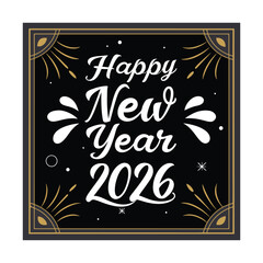  Happy New Year 2026 Celebration Card with Decorative Frame