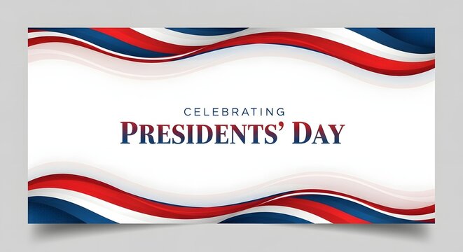 Celebrating presidents day with patriotic red white and blue wavy background