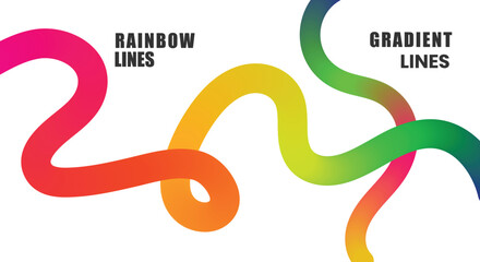 Abstract rainbow and gradient lines flowing on a white background