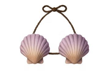 Seashell bikini top tied with a bow