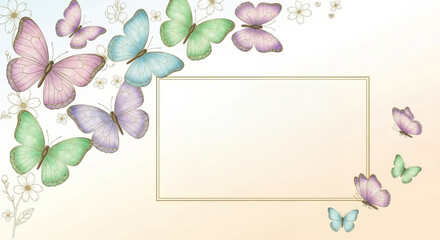 Spring Celebration Card with Butterflies - Delicate butterflies fluttering around an invitation to a spring celebration. Symbols: rebirth, beauty, transformation, joy, and growth