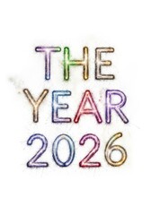 The Year 2026 Sparkling - Sparkling text design of the words "The Year 2026" on a white background