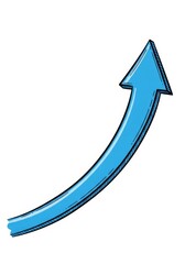 Upward Trending Blue Arrow Illustration - Hand drawn blue arrow curving upward, symbolizing progress, growth, achievement, direction, and positive trend