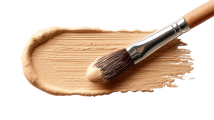 makeup brush and powder on the white background