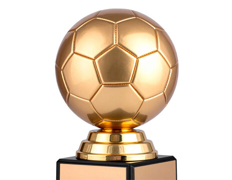 Close-Up Macro of Golden Soccer Ball Award with Hexagonal Pattern
