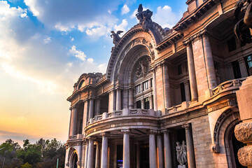 Palace of Fine Arts at sunset in Mexico City, cdmx 