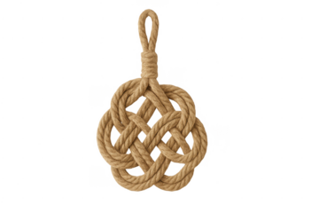 Nautical rope celtic knot, brown jute decorative element