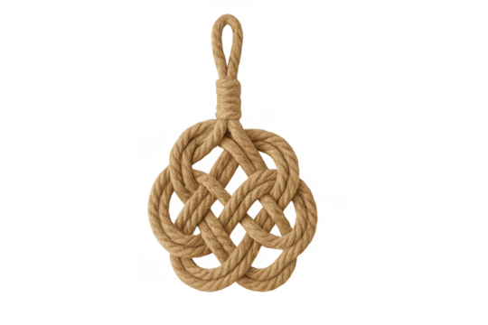 Nautical rope celtic knot, brown jute decorative element