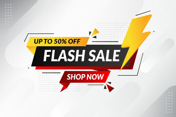 Flash sale banner with bold discount shapes, promotion urgency, consumer attraction, retail marketing strategy, seasonal shopping boost, digital advertising offer concept