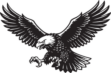 Obraz premium Aggressive Bald Eagle Diving Attacking Vector Illustration