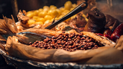roasted beans on live fire