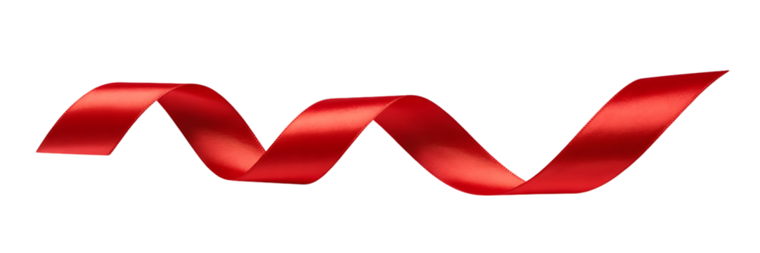 A shiny red ribbon is isolated on transparent background, perfect for gift wrapping - Powered by Adobe