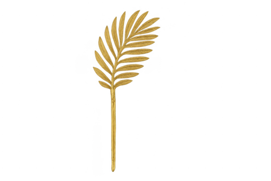 Golden palm branch tropical botanical decoration