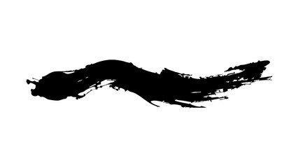 Abstract black ink brush stroke forming a textured wavy line art graphics isolated on transparent background, Vector, illustration.
