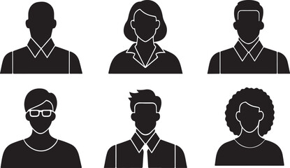 Set of vector avatar profile icon in silhouettes. Male and female avatar icons in simple black style