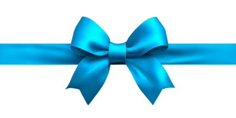 blue ribbon bow decoration. gift bow with blue satin ribbon