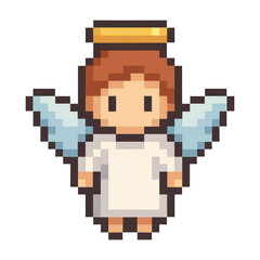 Fototapeta premium PNG Pixelated angelic character design.