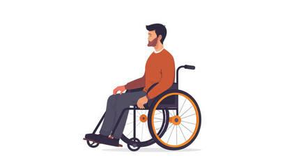 A man in a wheelchair on a white background, a disabled person, a disability, people with disabilities, handicapped, invalid