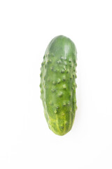 A fresh cucumber on a white background.