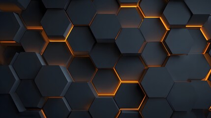 A black and orange hexagonal pattern with a bright orange glow