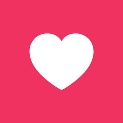 Simple white heart shape on a vibrant pink background.