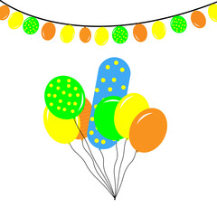 Colorful Party Balloons and Garland Illustration