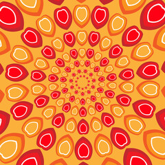 Yellow Spiral Mandala Pattern with Red Accents