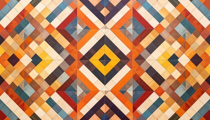 Colorful Symmetrical Diamond and Triangle Pattern &ndash; Geometric Abstract Design