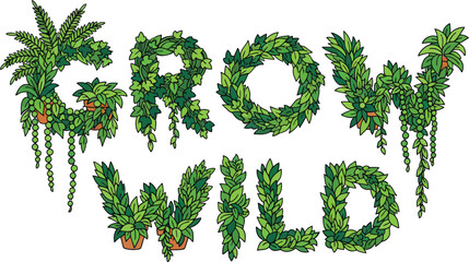 Grow Wild with Greenery Plants Illustration - Lush Environment Close-Up Creative Concept