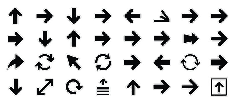 Dynamic Arrows Icons for Directional Guidance in Graphic Design, Digital Art, Abstract Concept, Creative Environment