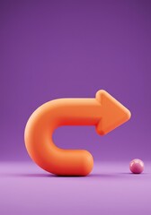 A vibrant three dimensional curved arrow graphic indicating movement, cycle, or continuous flow. Abstract design element for digital projects ,element ,future ,flow