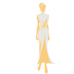 Elegant Fashion Woman Silhouette. Glamorous Lady Walking Silhouette.