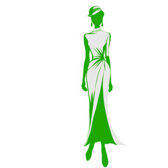Elegant Fashion Woman Silhouette. Glamorous Lady Walking Silhouette.
