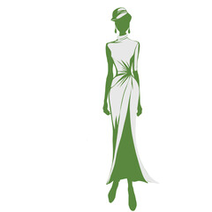 Elegant Fashion Woman Silhouette. Glamorous Lady Walking Silhouette.