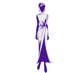 Elegant Fashion Woman Silhouette. Glamorous Lady Walking Silhouette.