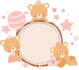 Fototapeta premium Adorable Baby Bear Frame for Sweet Celebrations