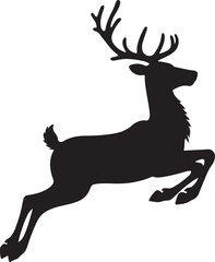 Obraz premium Black silhouette reveals a reindeer leaping forward gracefully against a transparent background