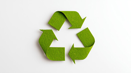 Obraz premium Recycling symbol made of textured material, illustrating sustainability, environmental awareness and circular economy concepts