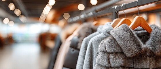 A variety of fur coats are neatly hung on a rack, displaying different shades and styles ideal for cold weather fashion