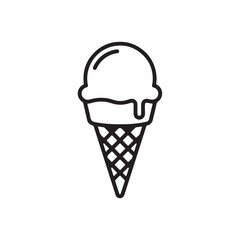 Delicious ice cream cone vector icon with sweet vanilla and chocolate scoops