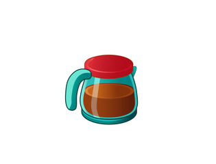 3D vector illustration of a cartoon coffee pot on a white background
