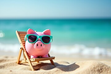 Pink Piggy Bank on the Beach: Lounging in Style
